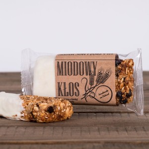 Baton energetyczny miodowy kłos z białą czekoladą 80g