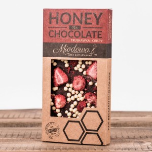 Czekolada z miodem, truskawkami i crispy 110g