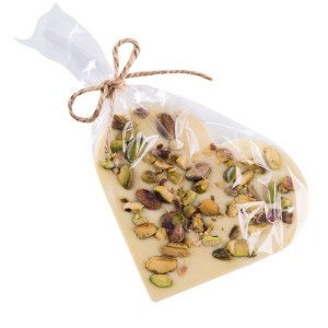 Czekolada biała serce z miodem i pistacjami 85g