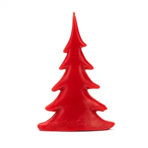 ŚWIECA Z WOSKU PSZCZELEGO CHOINKA PŁASKA MAŁA CZERWONA