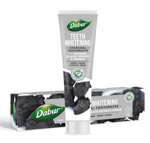 PASTA DO ZĘBÓW WYBIELAJĄCA WĘGLOWA Z PIEPRZEM I IMBIREM BEZ FLUORU 100 ml - DABUR